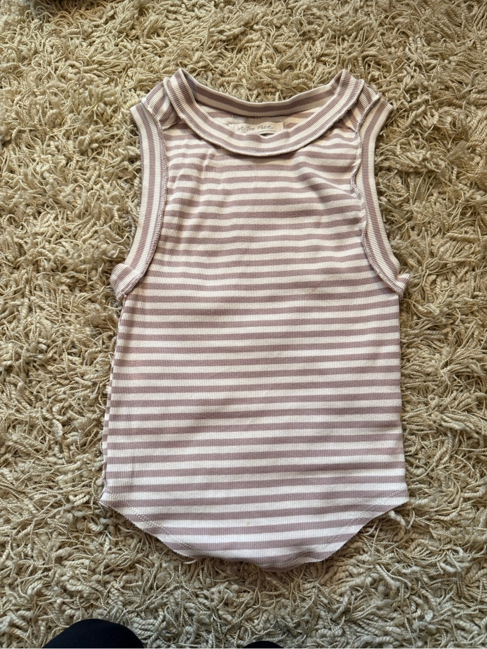 We The Free Kids Striped Tank - Mauve & White